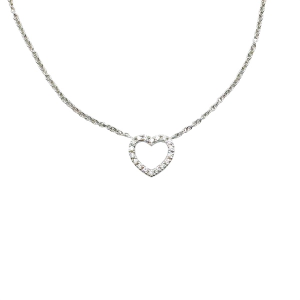 K18白金 鑽石 簍空愛心墜飾 Mini Metro Heart 項鍊【Tiffany & Co 蒂芬妮】