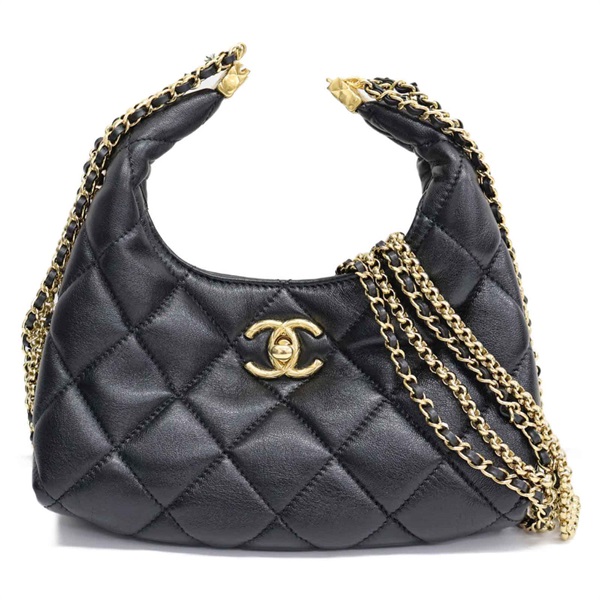 黑色羊皮 Mini Hobo 肩背包【CHANEL 香奈兒】 AS4966