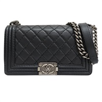 黑色 羊皮 Boy25 鍊帶肩背包 銀釦 (無卡)【CHANEL 香奈兒】 A67086