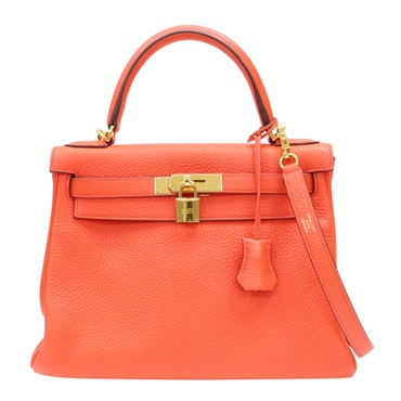 橘色 牛皮 Kelly28 兩用包【HERMES 愛馬仕】