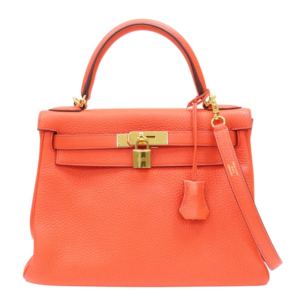 橘色 牛皮 Kelly28 兩用包【HERMES 愛馬仕】