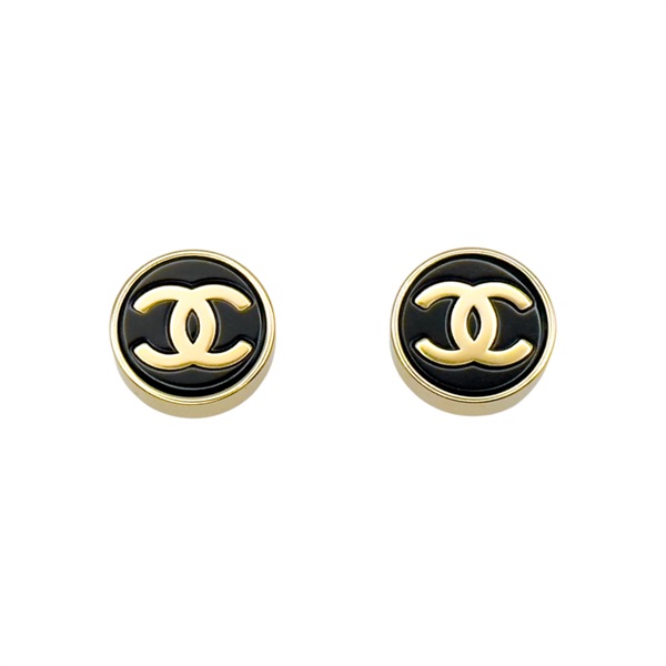 黑色 鍍金 圓形耳環【CHANEL 香奈兒】 ABA032