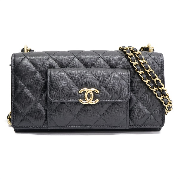 黑色牛皮 菱格紋 荔枝紋 肩背包【CHANEL 香奈兒】 AP2830