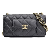黑色牛皮 菱格紋 荔枝紋 肩背包【CHANEL 香奈兒】 AP2830
