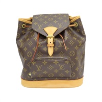 棕色 原花帆布 Montsouris MM 後背包【LOUIS VUITTON LV 路易威登】 M51136