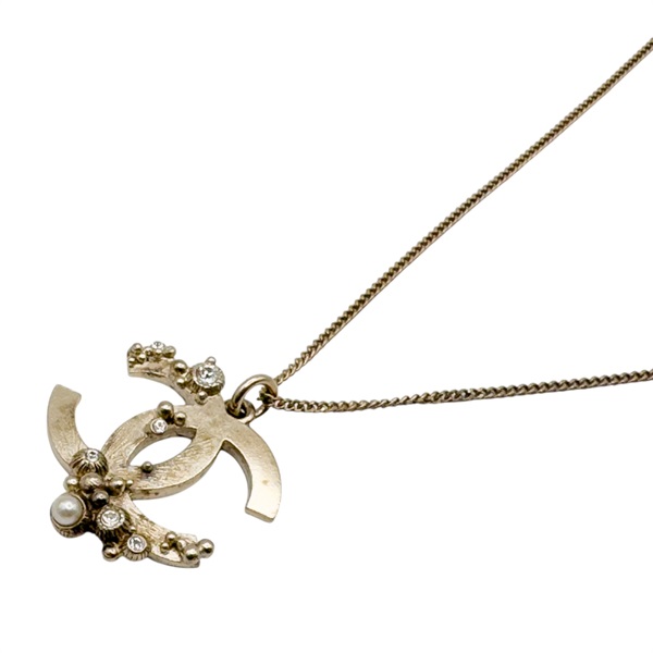 金色 鍍金 水鑽 COCO MARK 項鍊【CHANEL 香奈兒】