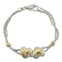 925純銀 雙愛心 手鍊【Tiffany & Co 蒂芬妮】