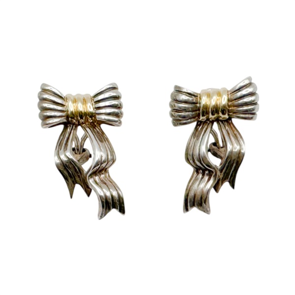 925純銀 18K黃金 Ribbon motif pierced earrings 蝴蝶結耳環【Tiffany & Co 蒂芬妮】