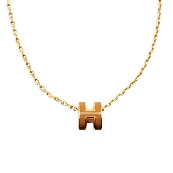 棕色琺瑯 金色鍍金 H POP NECKLACE 項鍊【HERMES 愛馬仕】
