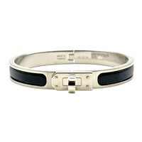 黑色琺瑯 銀色鍍金 Mini Click Kelly 手環【HERMES 愛馬仕】 H200004FP01PM