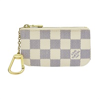 白色 棋盤格 帆布 拉鍊 鑰匙零錢包【LOUIS VUITTON LV 路易威登】 N62659