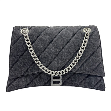 黑色 牛仔布 Crush 肩背包【BALENCIAGA 巴黎世家】 716393