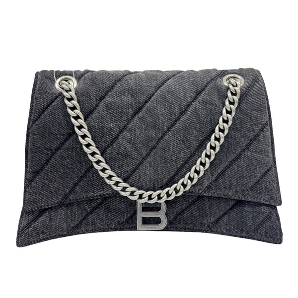 黑色 牛仔布 Crush 肩背包【BALENCIAGA 巴黎世家】 716393