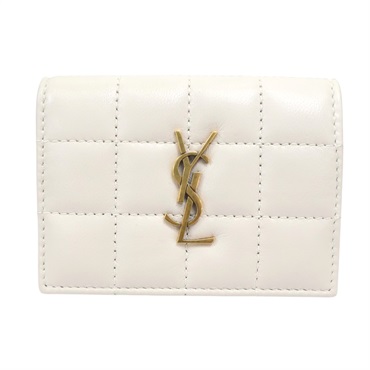 白色 牛皮mini wallet 兩折 扣式短夾【SAINT LAURENT YSL 聖羅蘭】 TGN787557