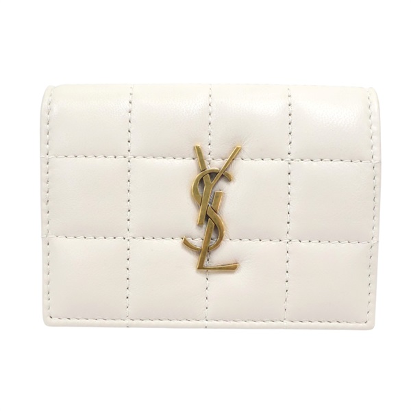 白色 牛皮mini wallet 兩折 扣式短夾【SAINT LAURENT YSL 聖羅蘭】 TGN787557
