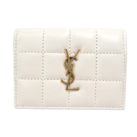 白色 牛皮mini wallet 兩折 扣式短夾【SAINT LAURENT YSL 聖羅蘭】 TGN787557