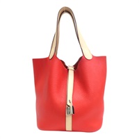 紅/裸色 Taurillon牛皮 Picotin Lock Touch 22 手提包 X刻 銀扣 無鑰匙【HERMES 愛馬仕】