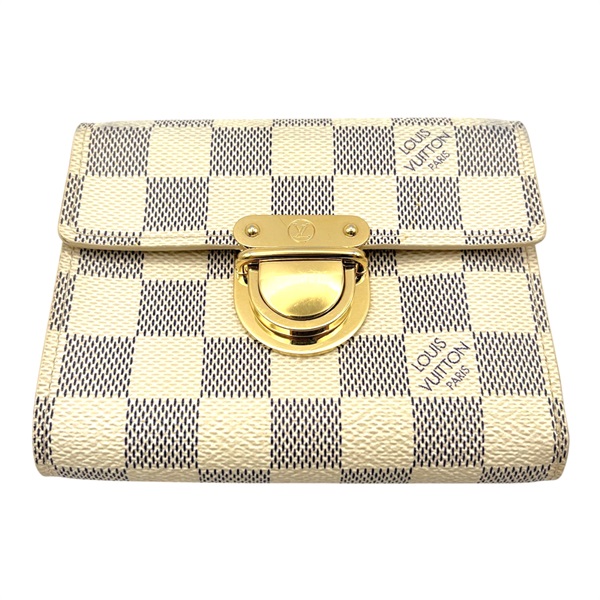 白色 棋盤格帆布 koala 三折短夾【LOUIS VUITTON LV 路易威登】 N60013