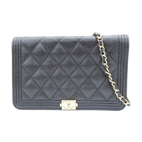 黑色 菱格紋 牛皮 Boy WOC 鏈帶肩背包【CHANEL 香奈兒】 AP0117