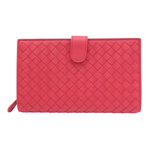 紅色 羊皮 編織 扣式長夾【BOTTEGA VENETA 寶緹嘉】