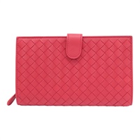 紅色 羊皮 編織 扣式長夾【BOTTEGA VENETA 寶緹嘉】