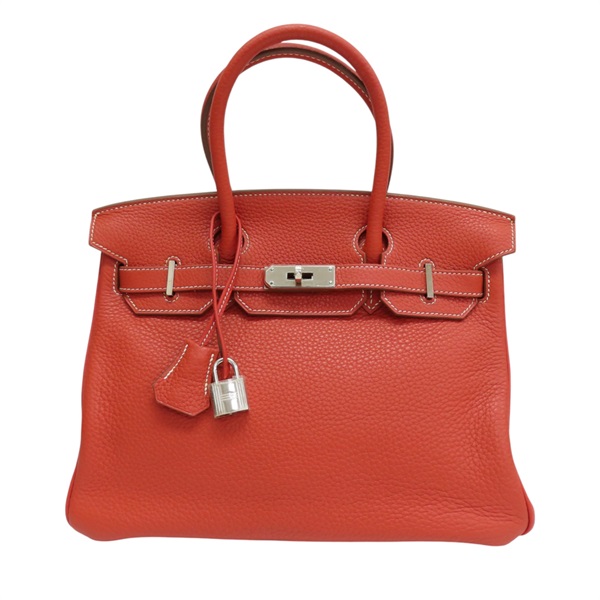 鮮紅/白色 Togo牛皮 Birkin 30 柏金包 手提包 □O刻 銀扣【HERMES 愛馬仕】
