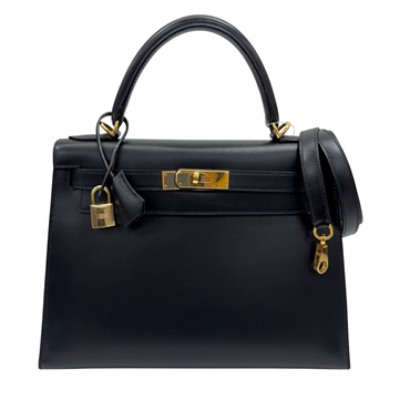 黑色 Box牛皮 Kelly 28 凱莉包 兩用包 □F刻 金扣【HERMES 愛馬仕】