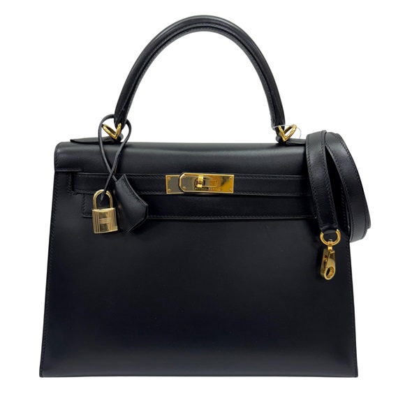黑色 Box牛皮 Kelly 28 凱莉包 兩用包 □F刻 金扣【HERMES 愛馬仕】