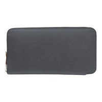 黑色 Epsom牛皮 絲巾 Silk'In Classique 拉鍊長夾 K刻【HERMES 愛馬仕】