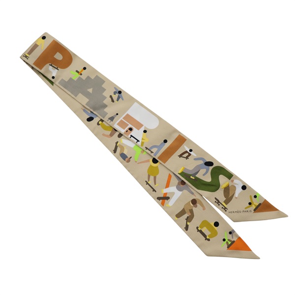 卡其色 絲綢 絲巾【HERMES 愛馬仕】 H064176S01