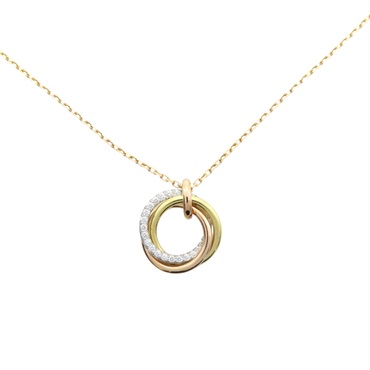 18K 三色三金 鑽石 Trinity Diamond Necklace 墜飾 項鍊【Cartier 卡地亞】 B7224849