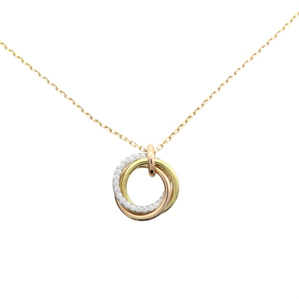 18K 三色三金 鑽石 Trinity Diamond Necklace 墜飾 項鍊【Cartier 卡地亞】 B7224849