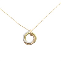 18K 三色三金 鑽石 Trinity Diamond Necklace 墜飾 項鍊【Cartier 卡地亞】 B7224849