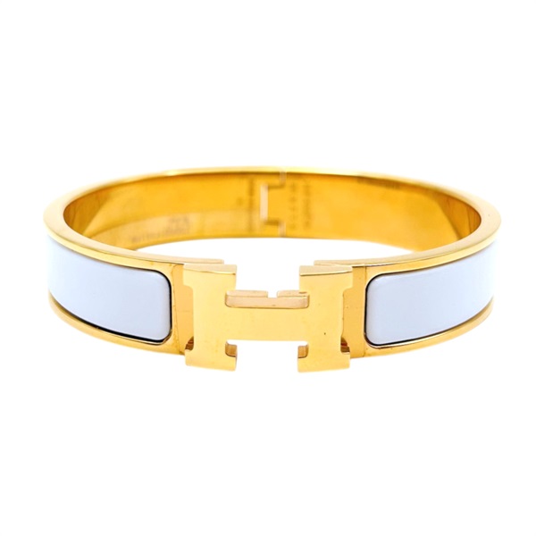 白色琺瑯 金色鍍金 Clic H 手環【HERMES 愛馬仕】