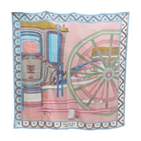 粉色 喀什米爾 真絲 Balade en Berline 方巾【HERMES 愛馬仕】