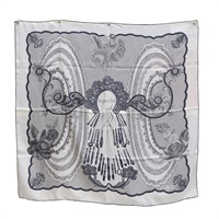 黑/白色 絲綢 Doigts de Fee 方巾 90x90【HERMES 愛馬仕】