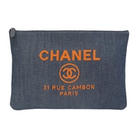 藍色 丹寧布 Deauville Pouch 手拿包【CHANEL 香奈兒】 A80117