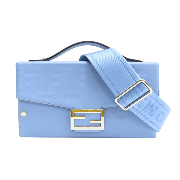 藍色 帆布小牛皮飾邊 Baguette Soft Trunk 硬殼 兩用包【FENDI 芬迪】 7VA565