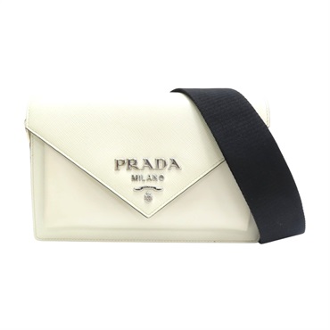 白色 Saffiano牛皮 肩背包【PRADA 普拉達】 1BP020