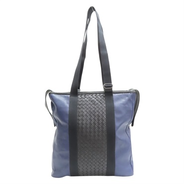 深藍/黑色 牛皮 tote bag 肩背包【BOTTEGA VENETA 寶緹嘉】