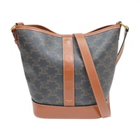 棕色 牛皮 Triomphe PVC塗層帆布 小號水桶包 肩背包【CELINE 賽琳】 191442CAS 04LU