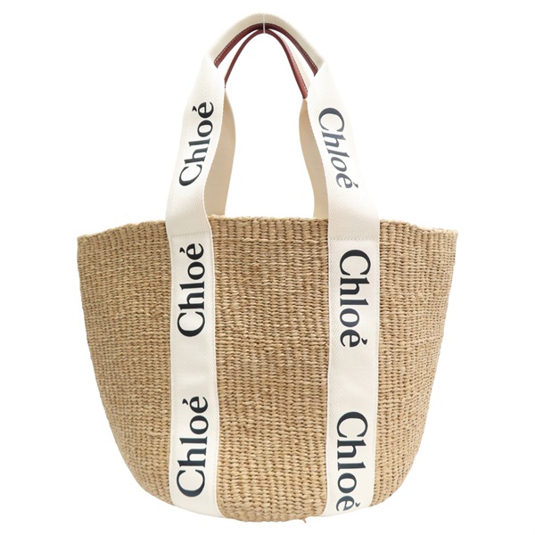 白色 草編 Woody tote bag 肩背包【Chloe 克羅伊】 CHC22SS380G55101