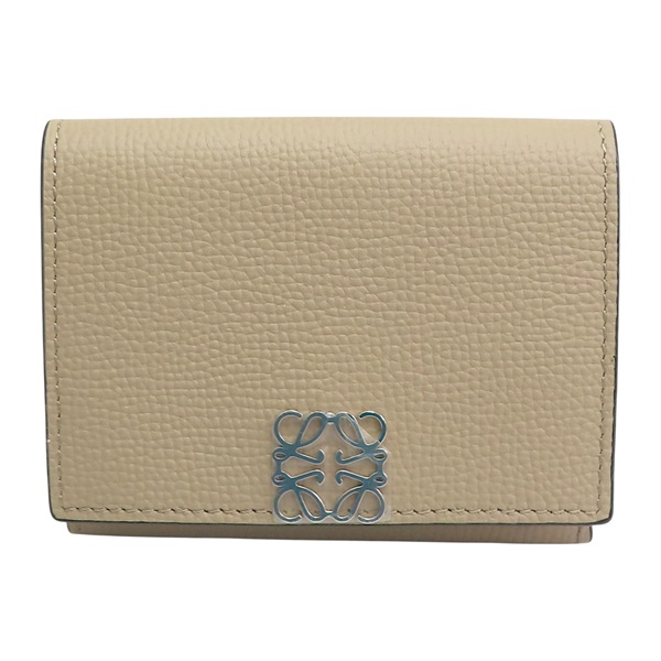 淺褐色 牛皮 Trifold Wallet 扣式短夾【LOEWE 羅威】 C821TR2X02