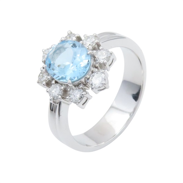 18K白金 海藍寶石 鑽石 戒指【JEWELRY 無品牌珠寶】 aquamarine 8.2g