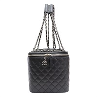 黑色 菱格紋牛皮 square vanity bag 化妝包 肩背包【CHANEL 香奈兒】