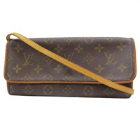 棕色 原花 PVC塗層帆布 Pochette Twin GM 肩背包【LOUIS VUITTON LV 路易威登】 M51852