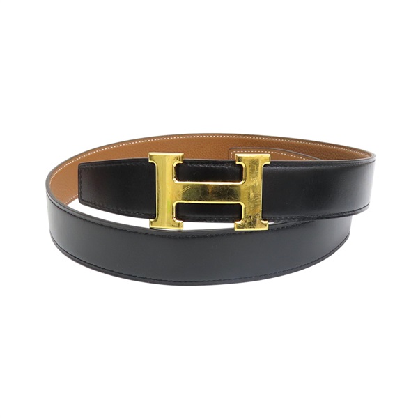 黑/棕色 TOGOT牛皮 H buckle belt 皮帶 Y刻【HERMES 愛馬仕】 H073967CAAA080
