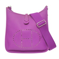 紫色 EPSOM牛皮 Evelyne TPM 肩背包 X刻印/PHW 銀扣【HERMES 愛馬仕】