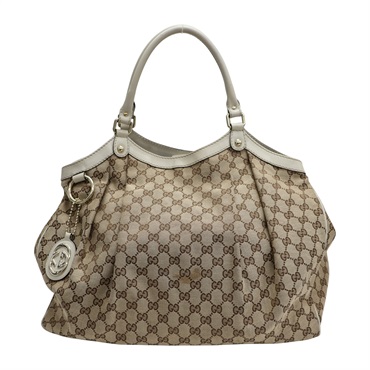 棕/白色 帆布 牛皮 肩背包 211943【GUCCI 古馳】 211943