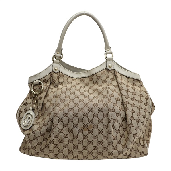 棕/白色 帆布 牛皮 肩背包 211943【GUCCI 古馳】 211943